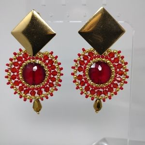 Red and gold earrings